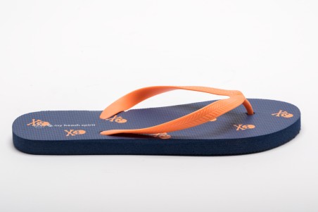 CHANCLA CALAVERA AZUL Y NARANJA