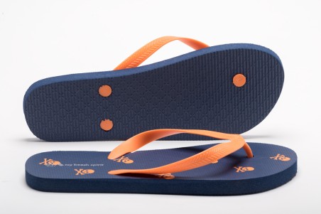 TONGS TÊTE DE MORT BLEU ET ORANGE