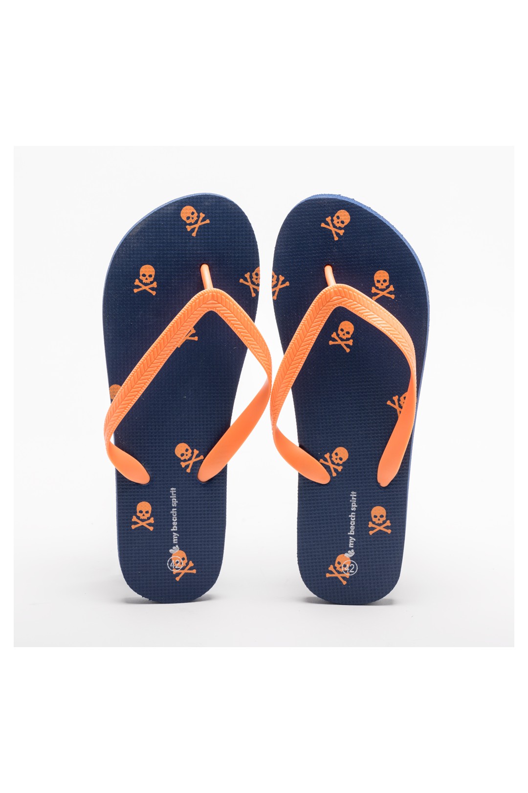CHANCLA CALAVERA AZUL Y NARANJA