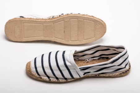 ESPADRILLE RAYÉE MARINE ET BLANCHE