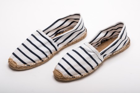 ESPADRILLE RAYÉE MARINE ET BLANCHE
