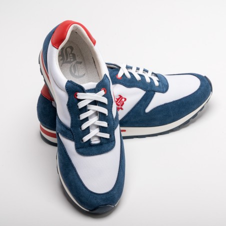 Calzado para hombre sneaker deportiva azul y blanca