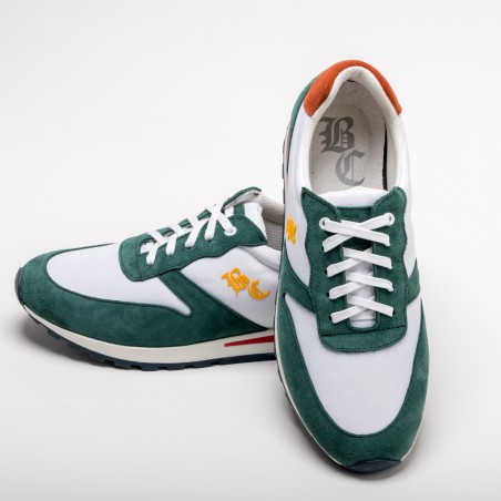 Calzado para hombre sneaker deportiva verde y blanca