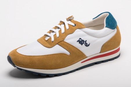 SNEAKER DEPORTIVA MOSTAZA Y AZUL