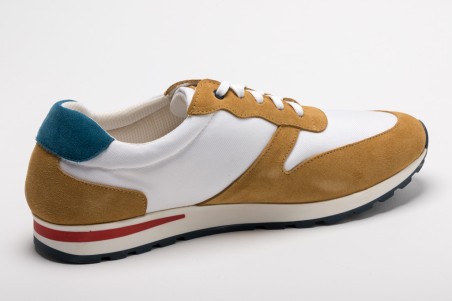 SNEAKER DEPORTIVA MOSTAZA Y AZUL