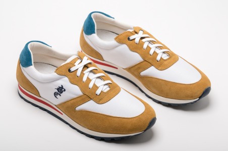 SNEAKER DEPORTIVA MOSTAZA Y AZUL