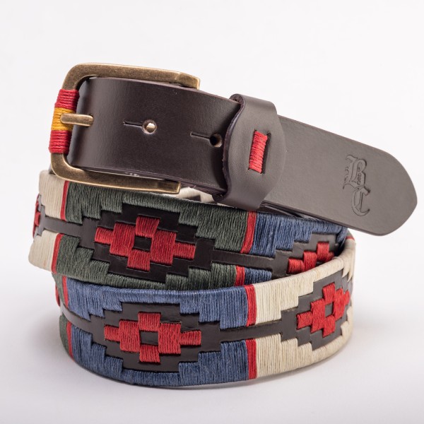 CEINTURE ARGENTINE EN BEIGE, VERT, MARINE ET ROUGE