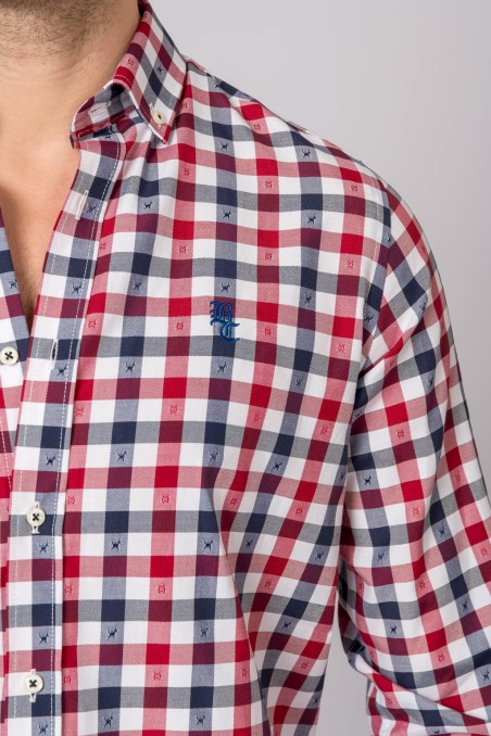 CHEMISE À CARREAUX ROUGE, MARINE ET BLANC