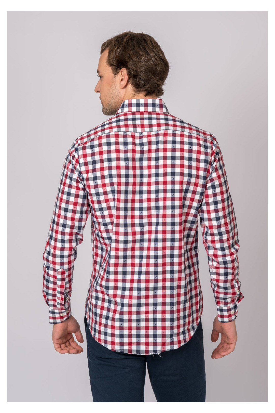 CHEMISE À CARREAUX ROUGE, MARINE ET BLANC