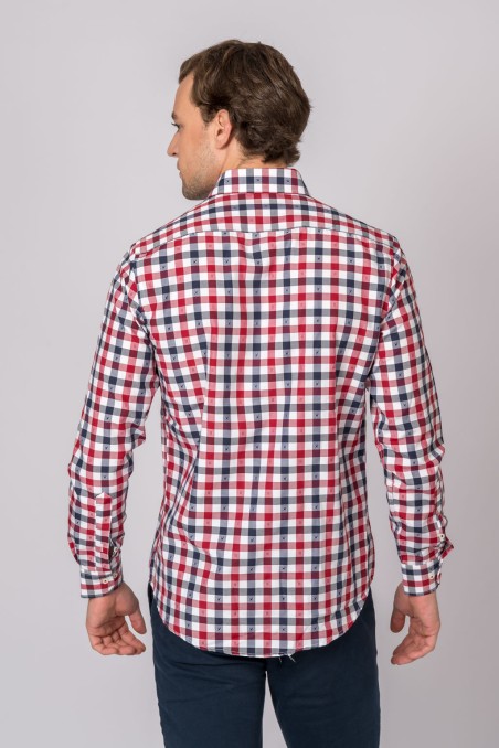 CHEMISE À CARREAUX ROUGE, MARINE ET BLANC