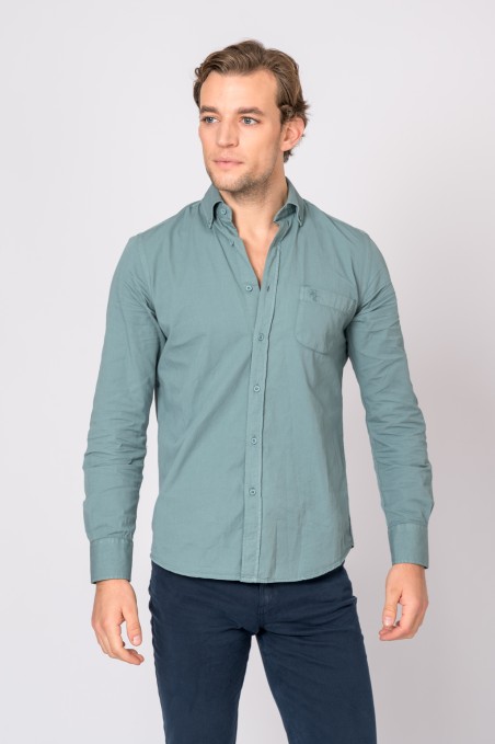 CHEMISE EN SERGÉ BLEU-GRIS