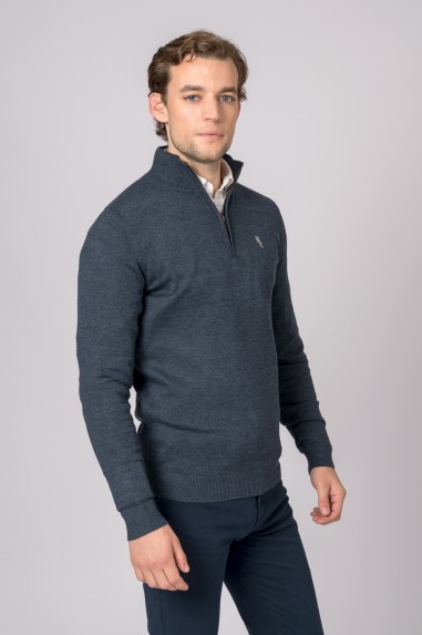 SUETER CUELLO CREMALLERA AZUL