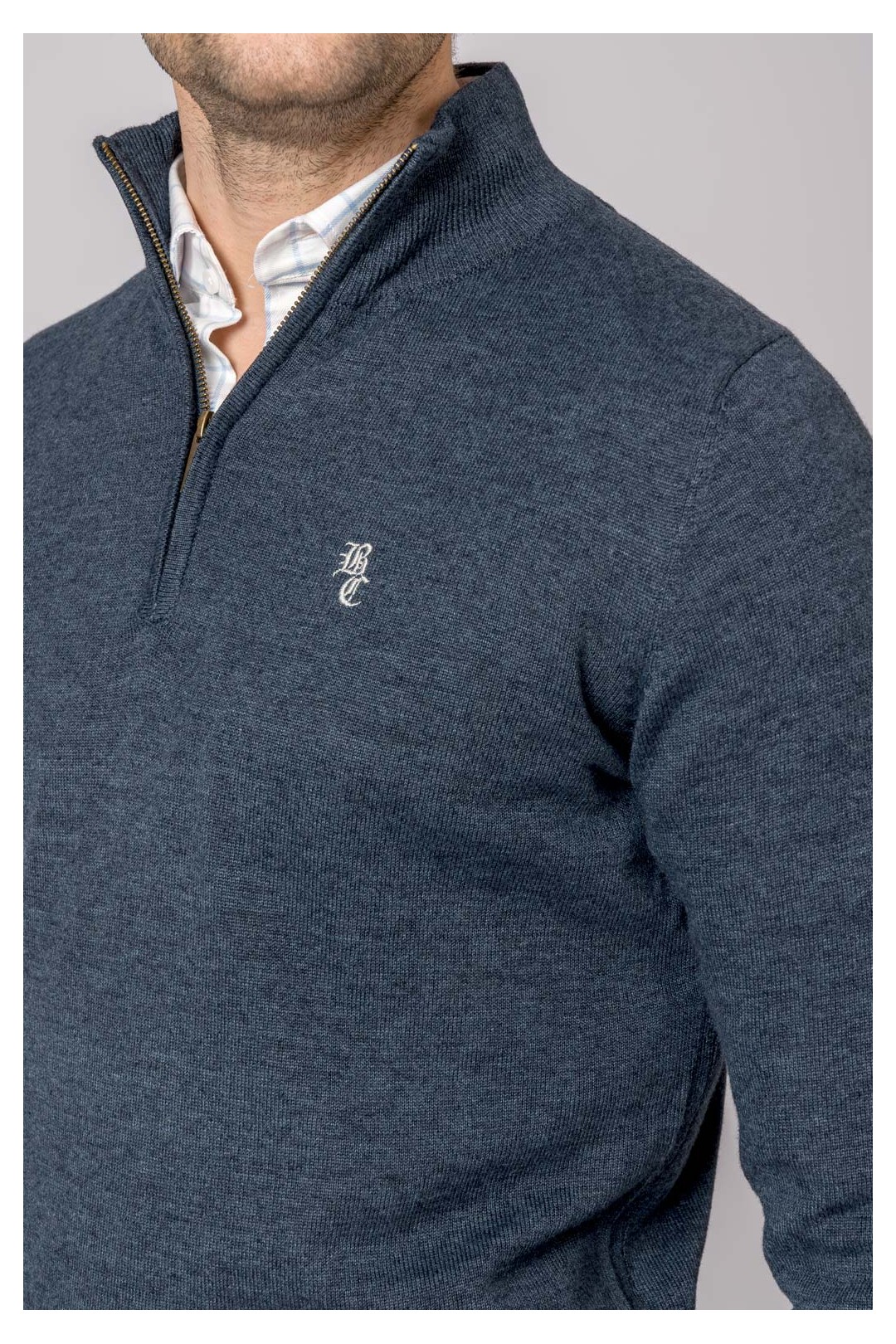 SUETER CUELLO CREMALLERA AZUL