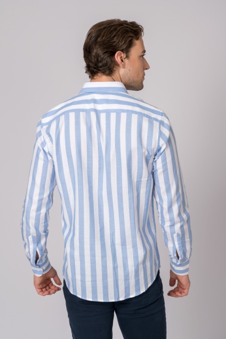 CAMISA RAYAS CELESTE Y BLANCO