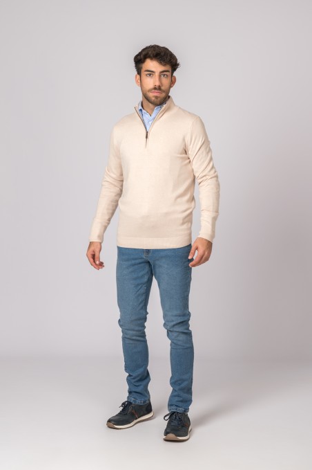 SUETER CUELLO CREMALLERA BEIGE