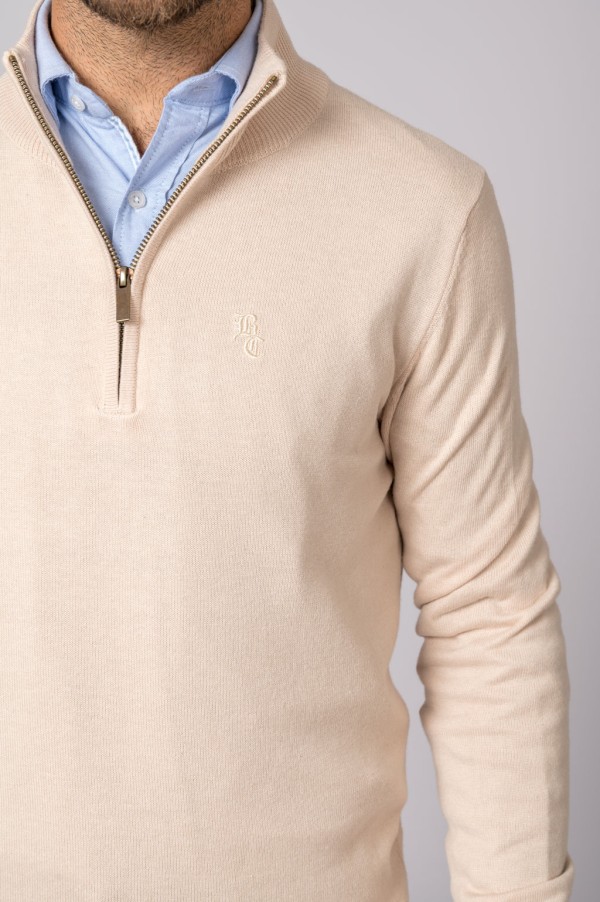 SUETER CUELLO CREMALLERA BEIGE 2