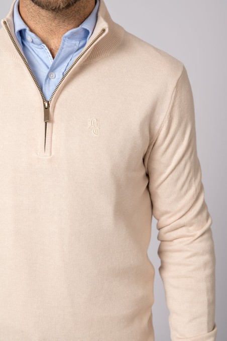 SUETER CUELLO CREMALLERA BEIGE
