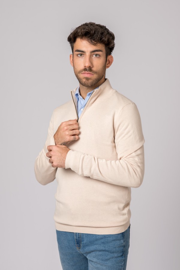 SUETER CUELLO CREMALLERA BEIGE