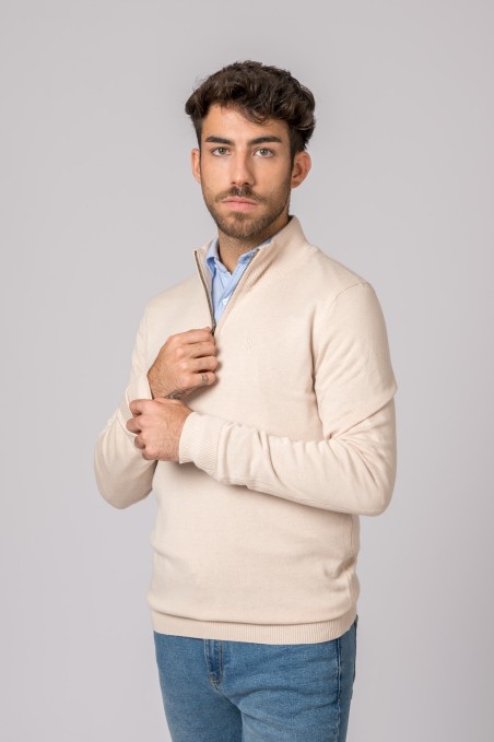 SUETER CUELLO CREMALLERA BEIGE