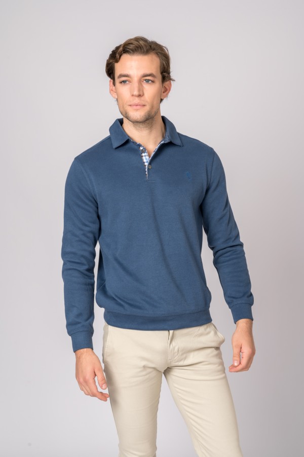 POLO MANGA LARGA AZULÓN