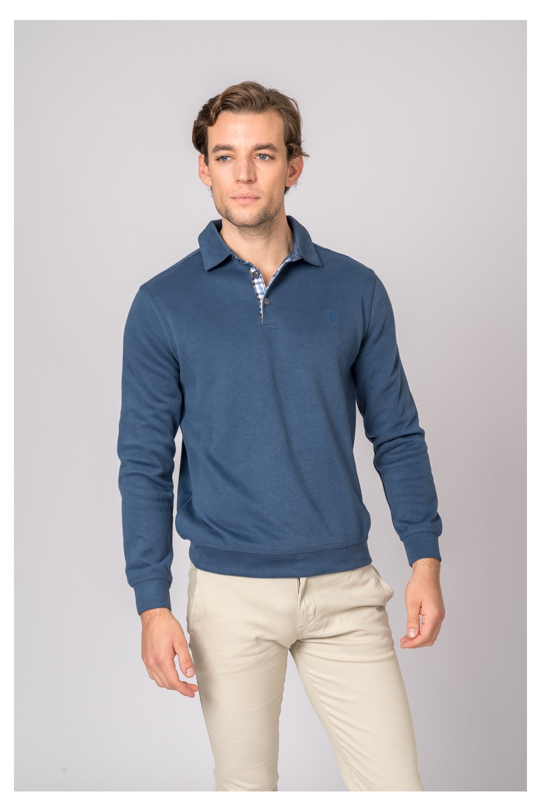 POLO MANGA LARGA AZULÓN