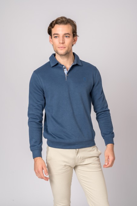 POLO À MANCHES LONGUES BLEU