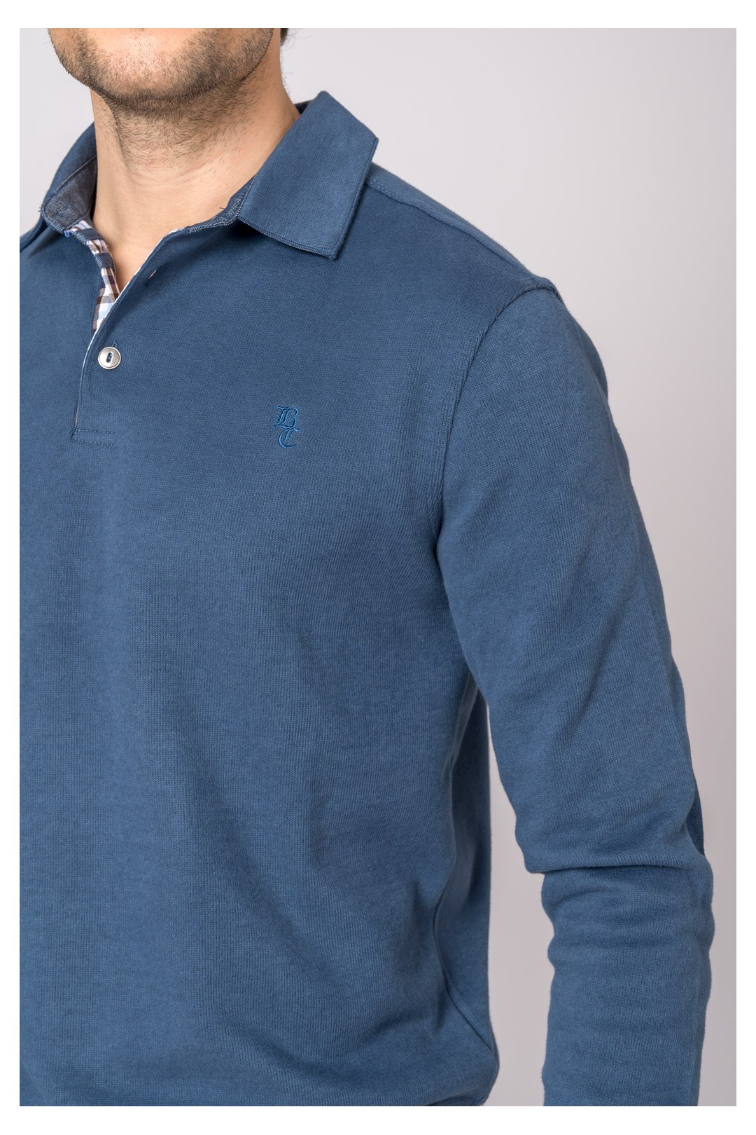 POLO À MANCHES LONGUES BLEU