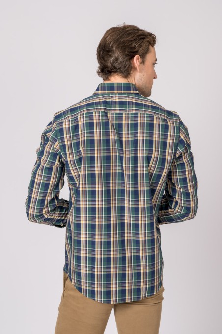 CAMISA A CUADROS VERDE, MARRÓN Y MARINO