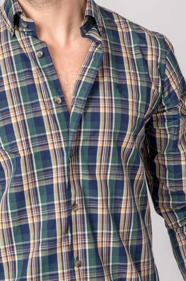 CAMISA A CUADROS VERDE, MARRÓN Y MARINO 2