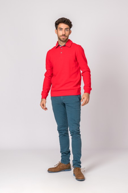 POLO MANGA LARGA ROJO