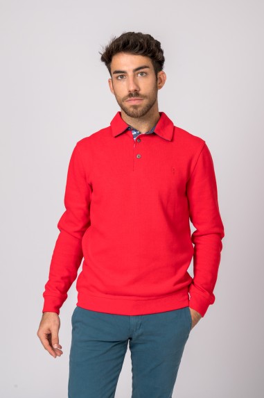 POLO MANGA LARGA ROJO