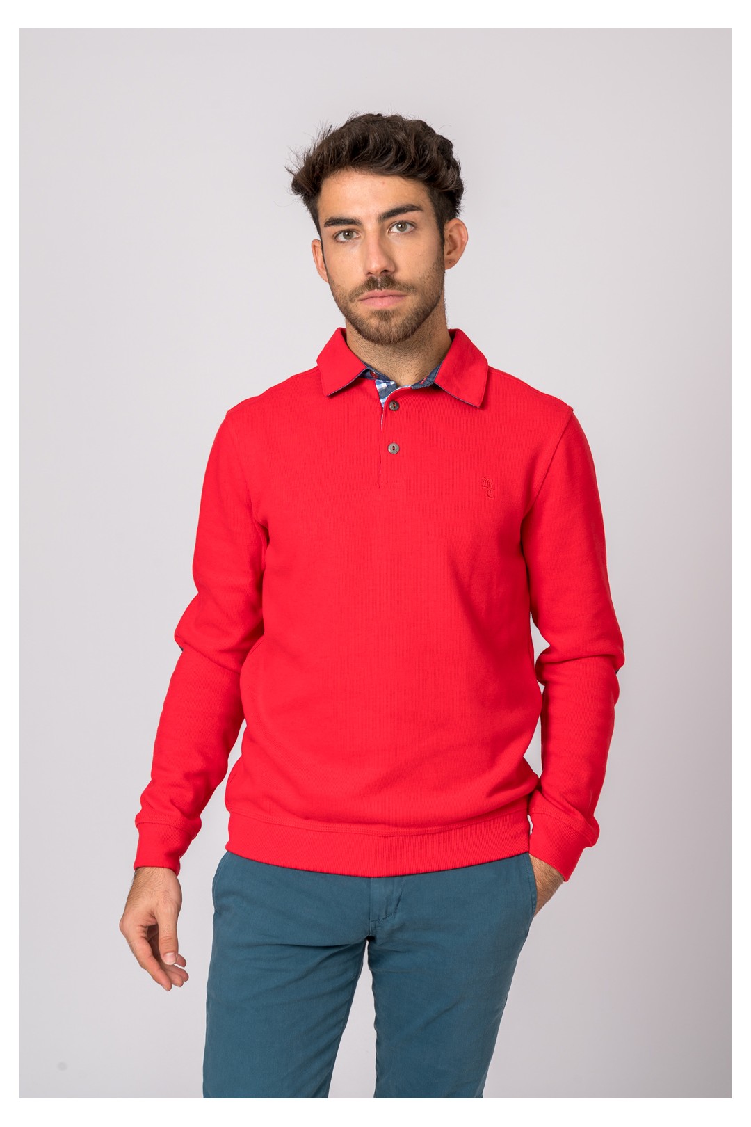 POLO MANGA LARGA ROJO