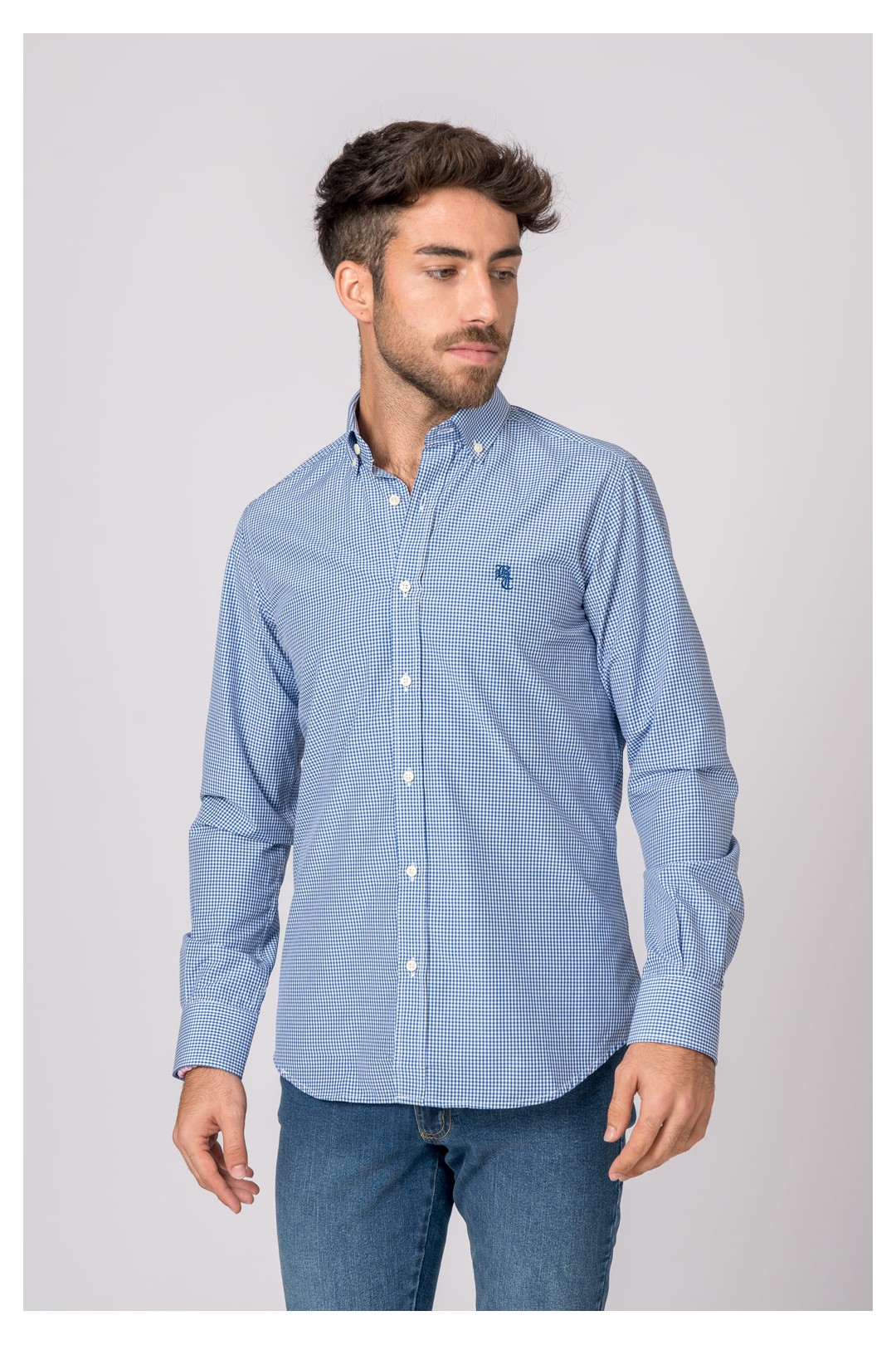 CAMISA CUADROS AZUL Y BLANCO