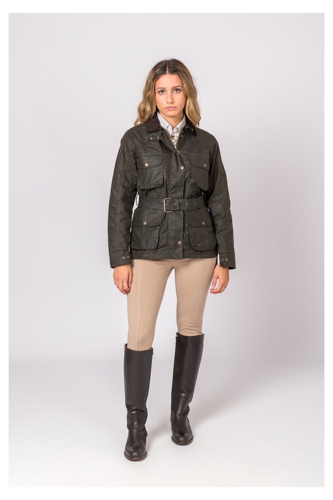 CHAQUETA ENCERADA WOMAN 4 BOLSILLOS VERDE