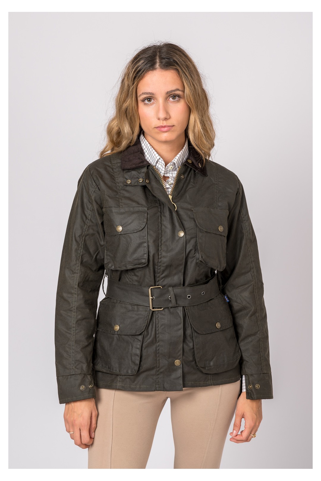CHAQUETA ENCERADA WOMAN 4 BOLSILLOS VERDE