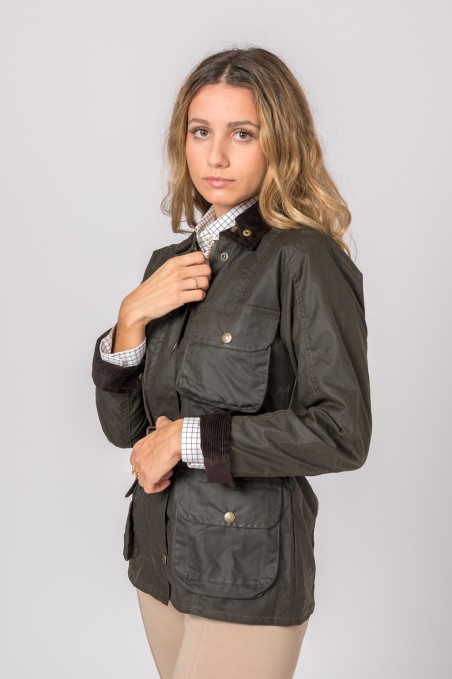 CHAQUETA ENCERADA WOMAN 4 BOLSILLOS VERDE