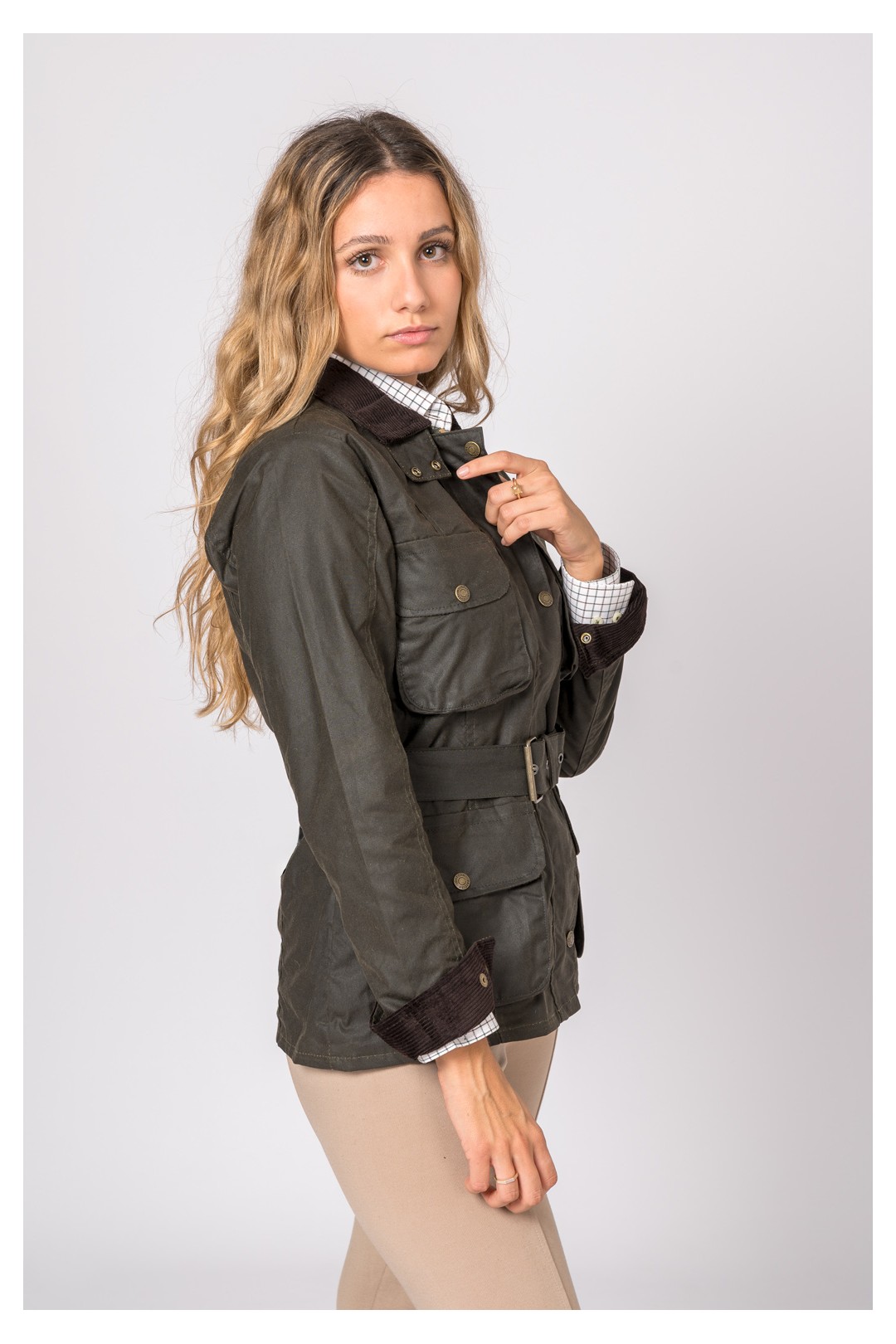 CHAQUETA ENCERADA WOMAN 4 BOLSILLOS VERDE