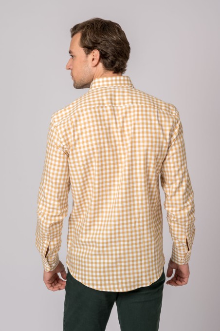 CAMISA CUADROS MOSTAZA Y BLANCO