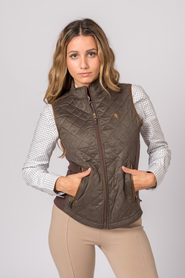 Chaleco para mujer acedera color verde de antelina 2