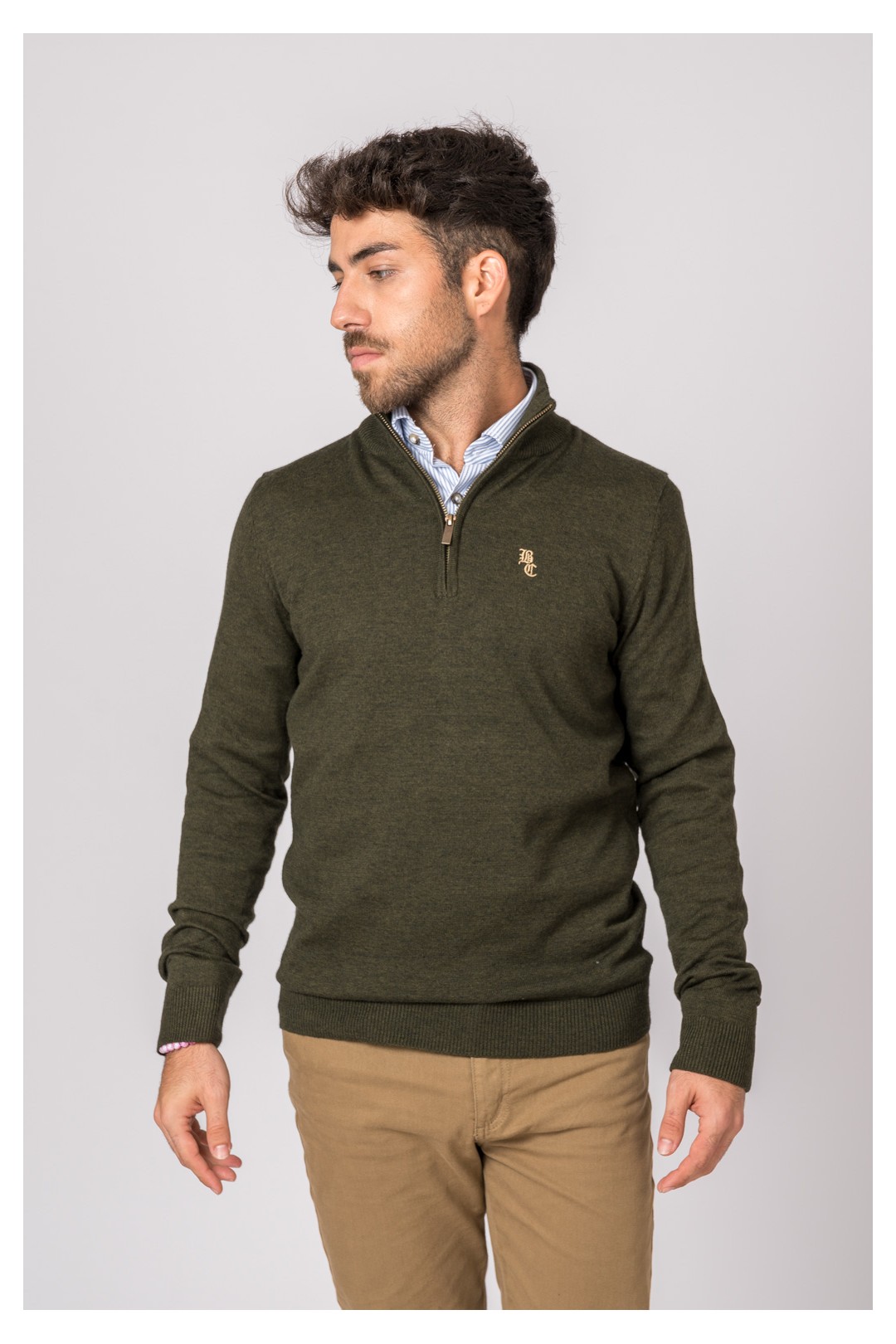 SUETER CUELLO CREMALLERA VERDE