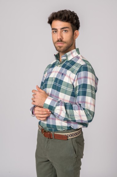 CAMISA CUADROS VERDE, AZUL, ROJO Y BLANCO