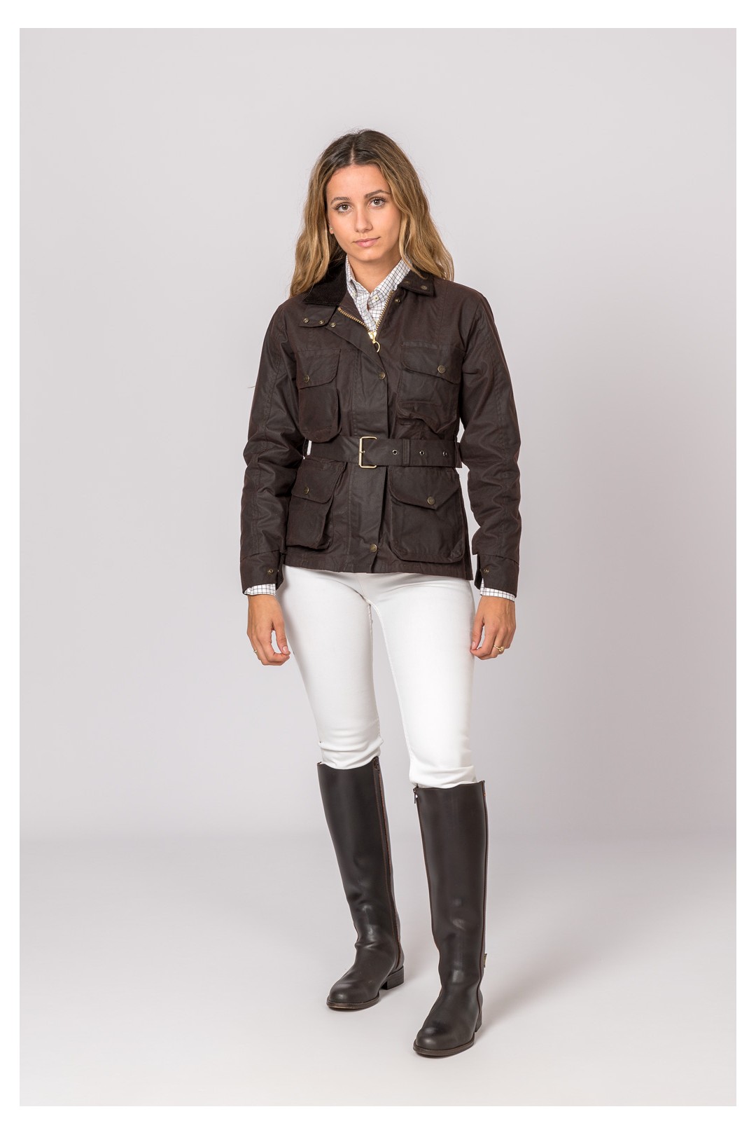 CHAQUETA ENCERADA WOMAN 4 BOLSILLOS MARRÓN