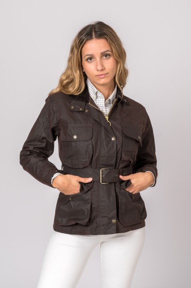 CHAQUETA ENCERADA WOMAN 4 BOLSILLOS MARRÓN