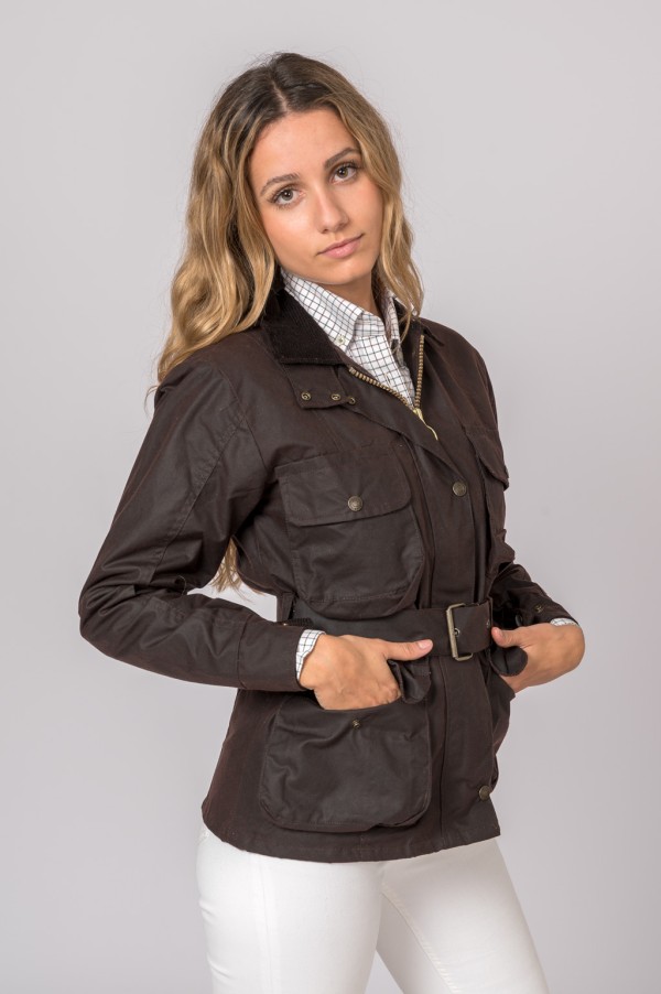 CHAQUETA ENCERADA WOMAN 4 BOLSILLOS MARRÓN 2