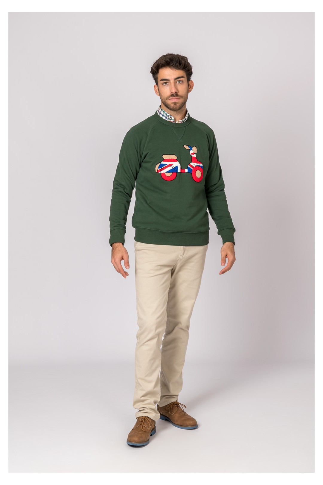 SUDADERA VESPA BRITISH VERDE BOTELLA