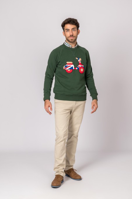 SUDADERA VESPA BRITISH VERDE BOTELLA
