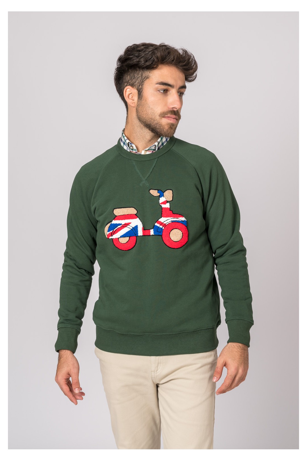 SUDADERA VESPA BRITISH VERDE BOTELLA
