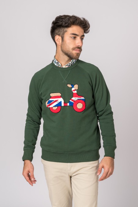 SUDADERA VESPA BRITISH VERDE BOTELLA