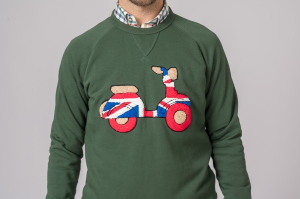 SUDADERA VESPA BRITISH VERDE BOTELLA 2