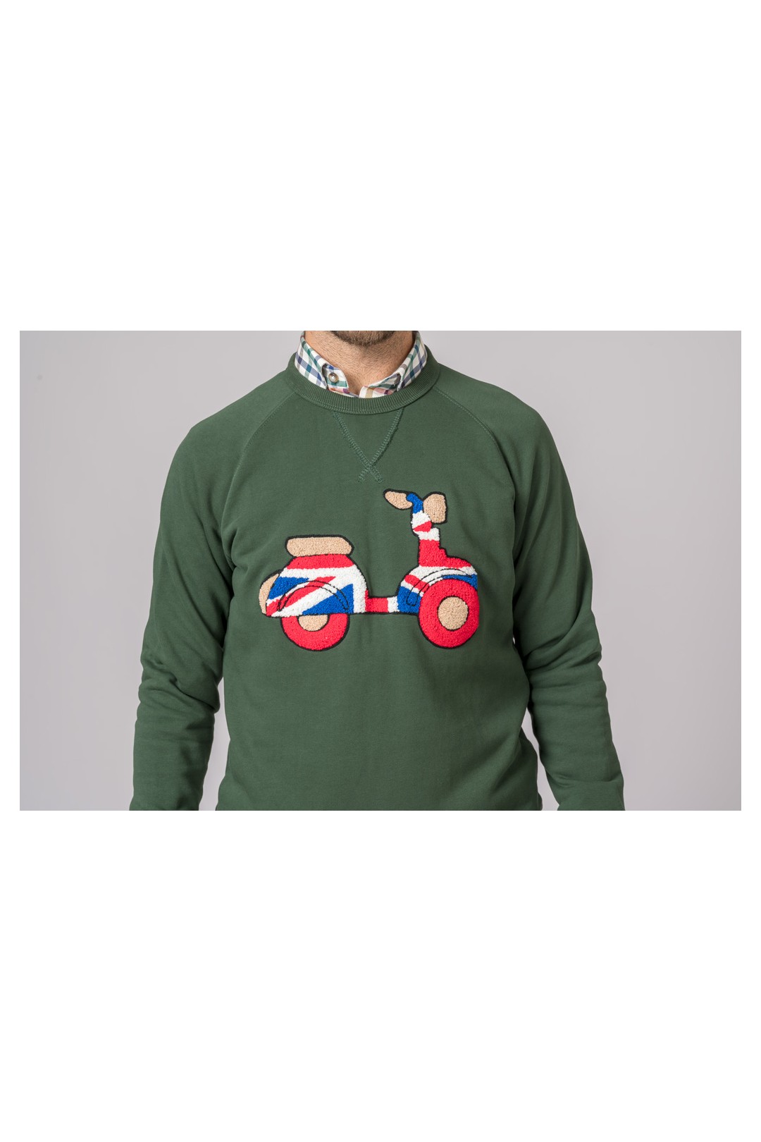 SUDADERA VESPA BRITISH VERDE BOTELLA